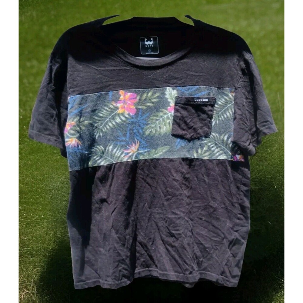 WXYZ Mf Co TShirt Floral Hawaiian Tropical Black Mens Size S Small Short Slv Top